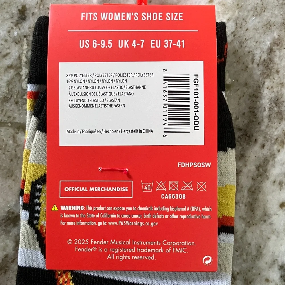 Fender Men's & Women’s Colorful Guitar Socks Set 2 Pair